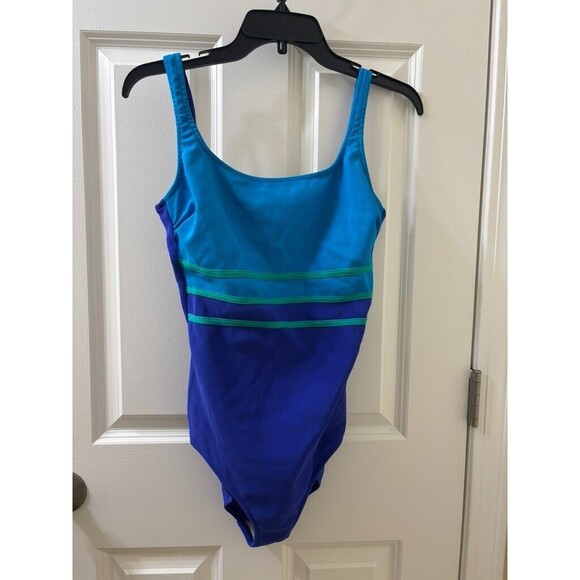 Garbar Women's light blue and royal blue  Swimsuit Size 12L - Picture 1 of 10